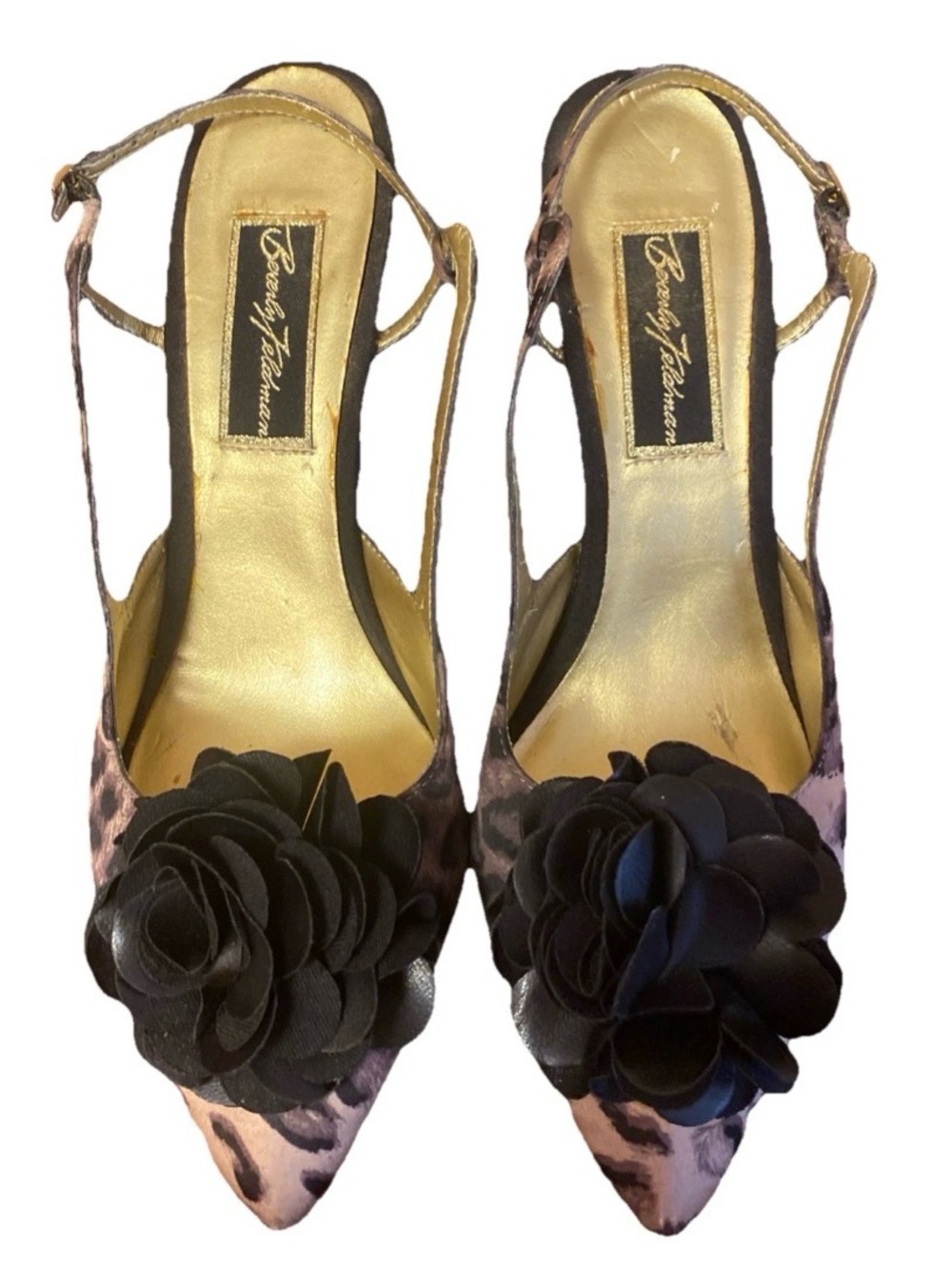 Beverly Feldman Animal Print Slingback Heels Size 9